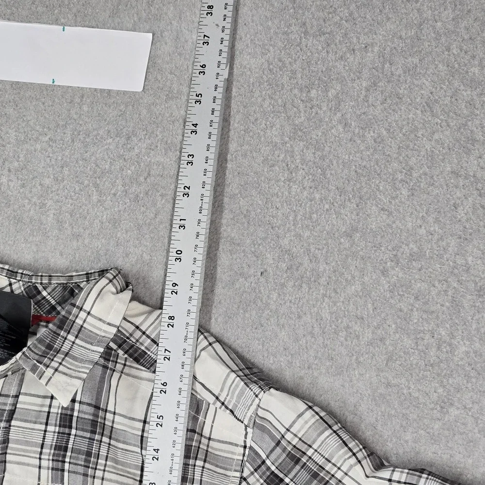 The North Face Men Button Up Shirt M White Plaid Western Short Sleeve READ